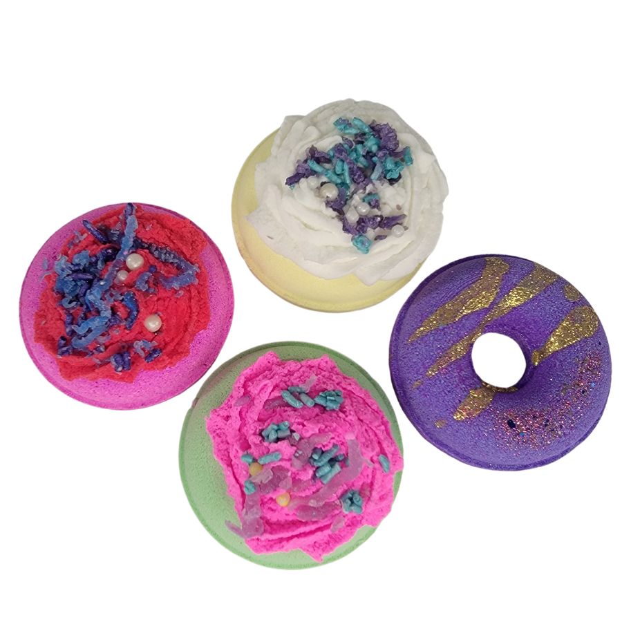 4 Pack Donut Bath Bomb Set