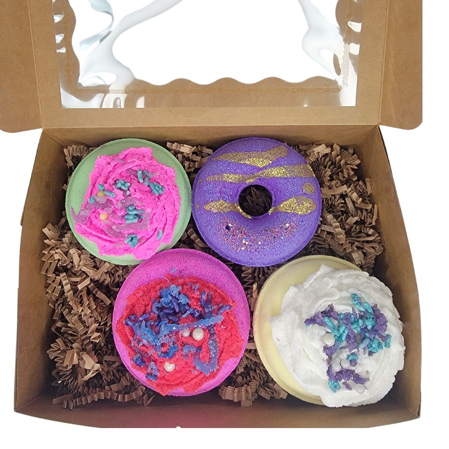 4 Pack Donut Bath Bomb Set